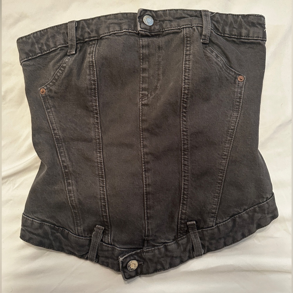 Zara Charcoal Denim Top